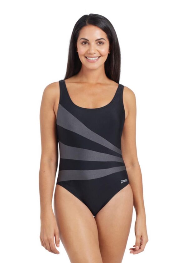 Zoggs Women's Sandon Scoopback Ecolast Swimsuit - Black-0