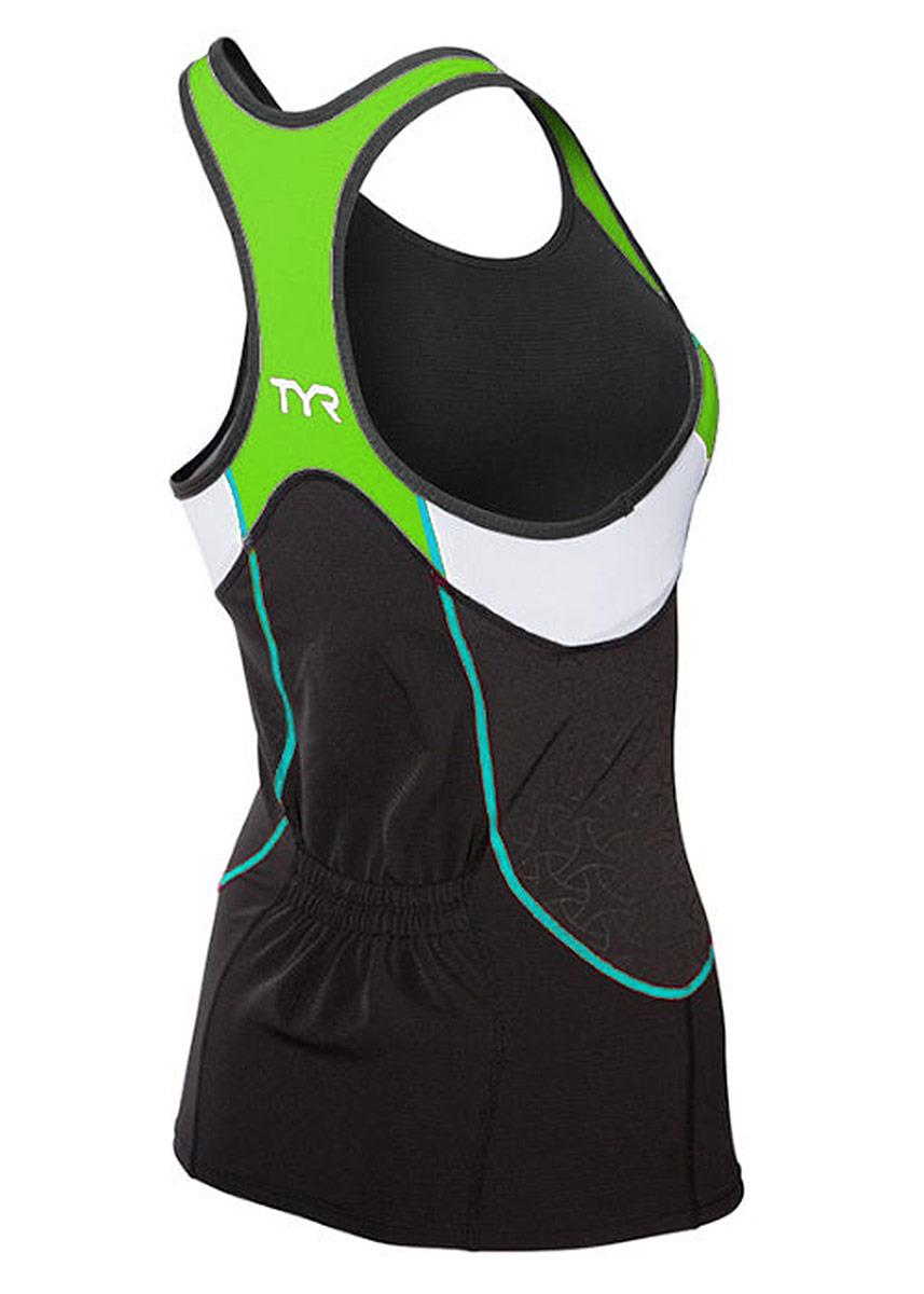 TYR Womens Competitor Tank - Black/Green/Light Blue-brand