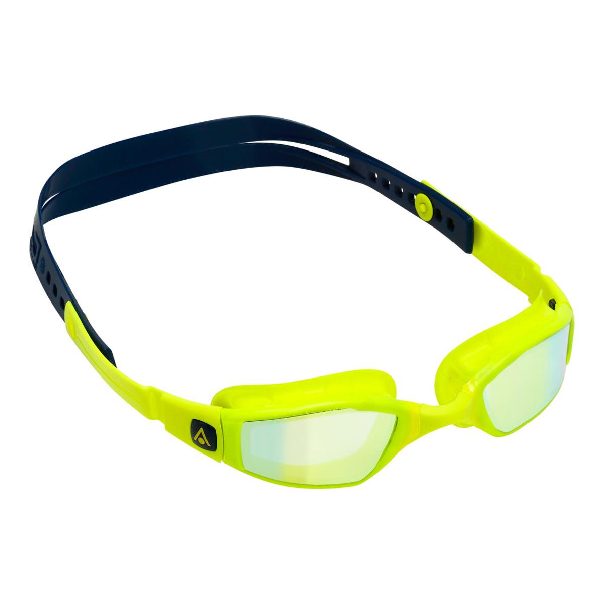 Aqua Sphere Ninja Yellow Titanium Mirrored Goggles - Lightning Wave