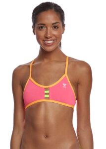 TYR Womens Solid Pacific Tieback Bikini Top - Pink/Orange