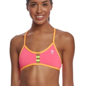 TYR Womens Solid Pacific Tieback Bikini Top - Pink/Orange