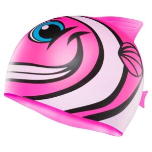 TYR Kids Happy Fish Silicone Swim Cap - Pink/Black-0