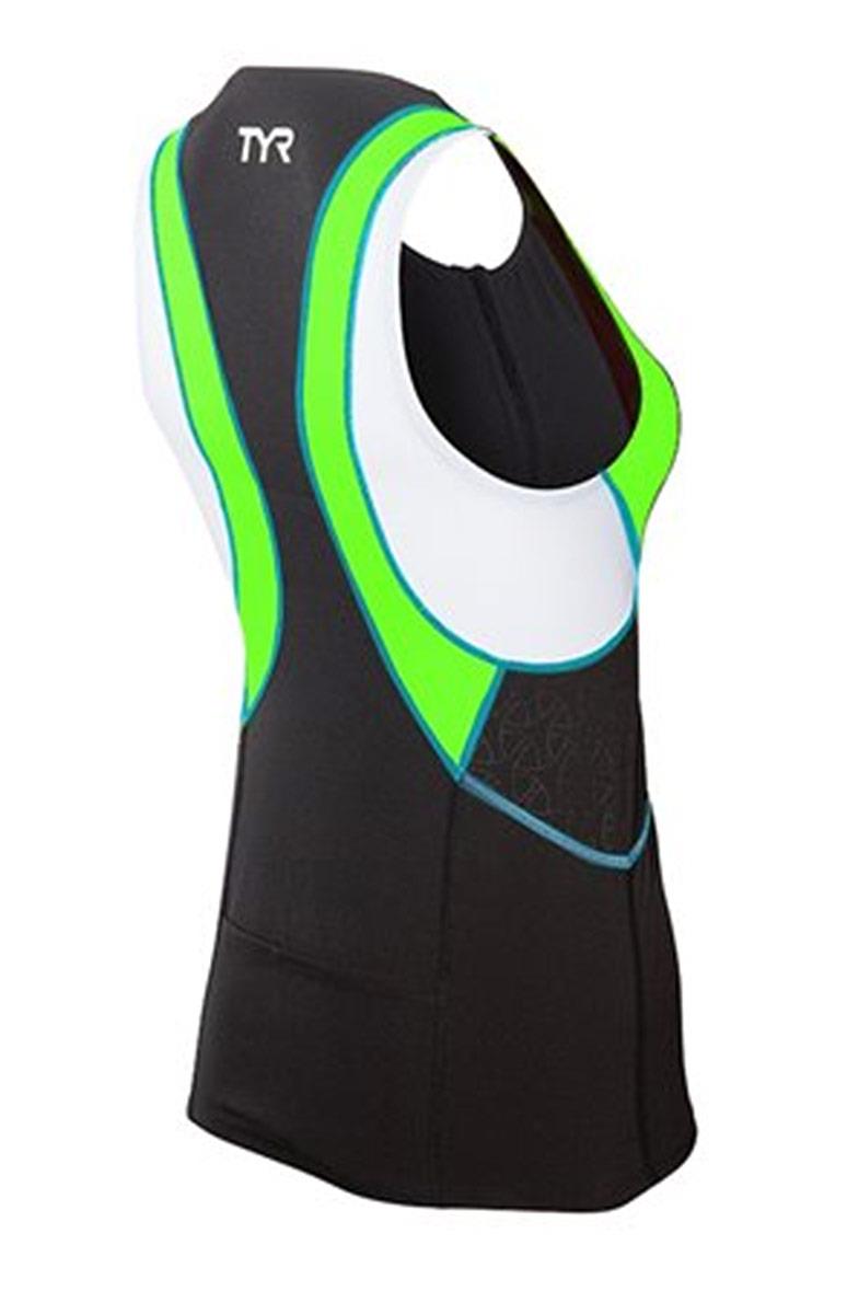 TYR Womens Competitor Singlet - Black/Green/Light Blue-brand