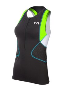 TYR Womens Competitor Singlet - Black/Green/Light Blue