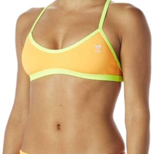 TYR Solid Crosscut Tieback Bikini Top - Orange/Pink