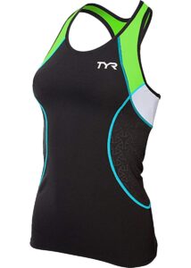TYR Womens Competitor Tank - Black/Green/Light Blue
