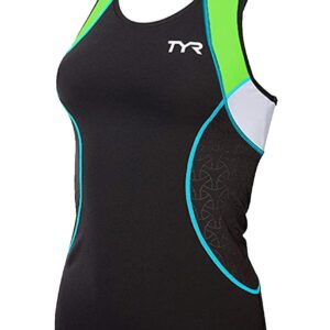 TYR Womens Competitor Tank - Black/Green/Light Blue