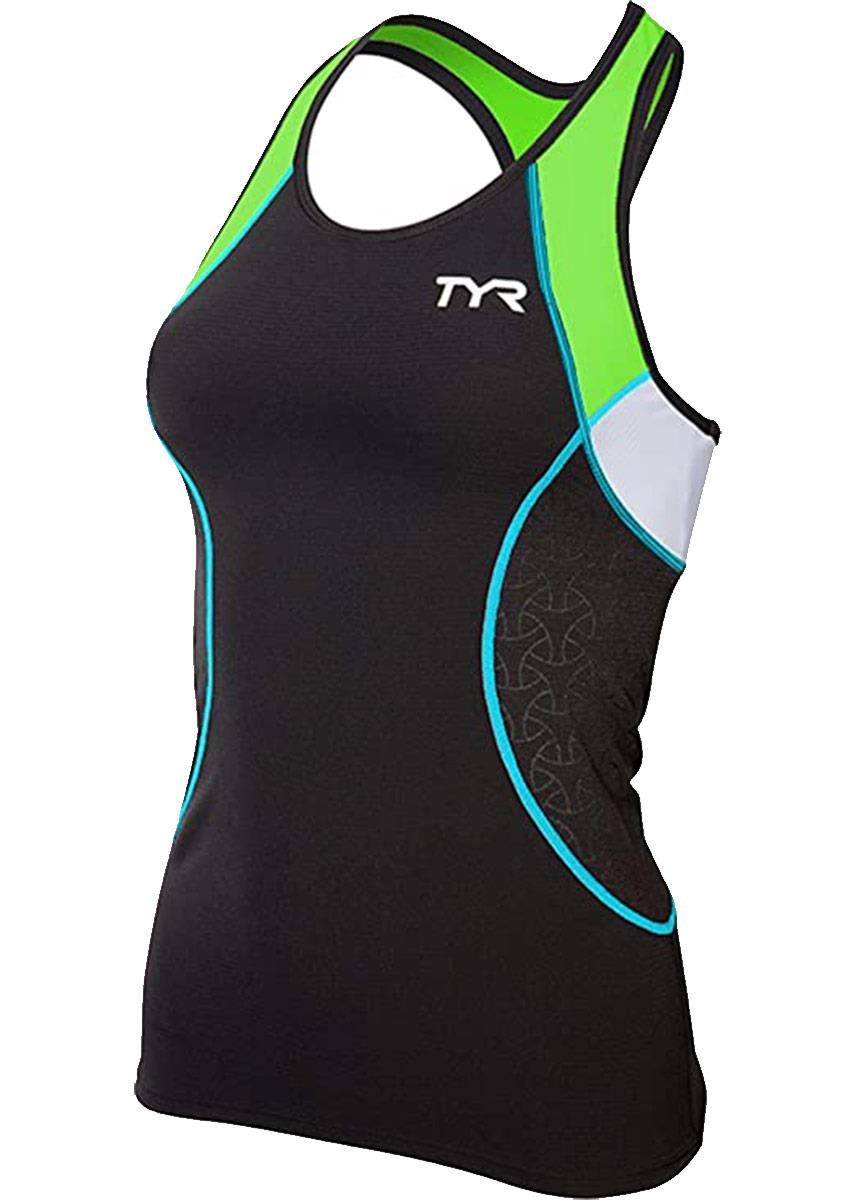 TYR Womens Competitor Tank - Black/Green/Light Blue