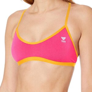 TYR Solid Trinity Bikini Top - Pink/Orange-0