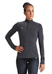 Arena Womens Thermal Half Zip Long Sleeve - Black/Melange/Silver