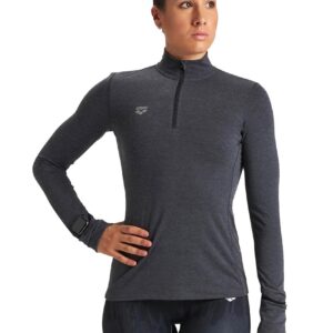 Arena Womens Thermal Half Zip Long Sleeve - Black/Melange/Silver-0