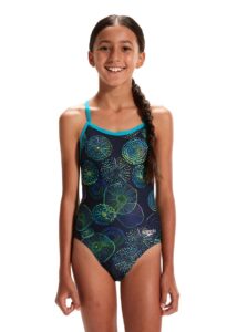 Speedo Girl's Allover Digital Vback Swimsuit - Jellyfish Glows
