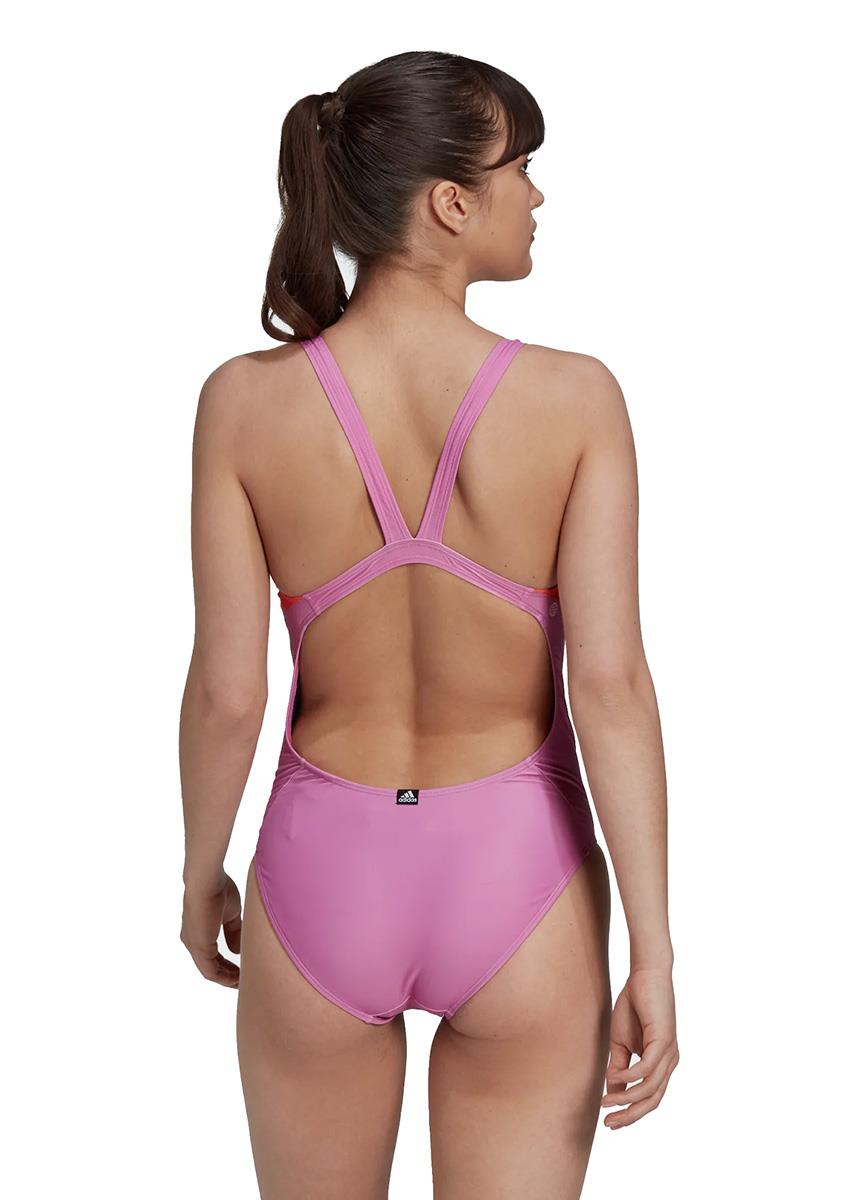 Adidas Womens 3 BARS Swimsuit - Pink-brand