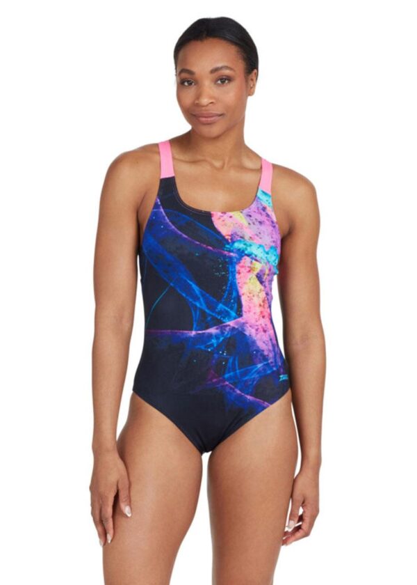 Zoggs Speedback Swimsuit - Acid Wave Print