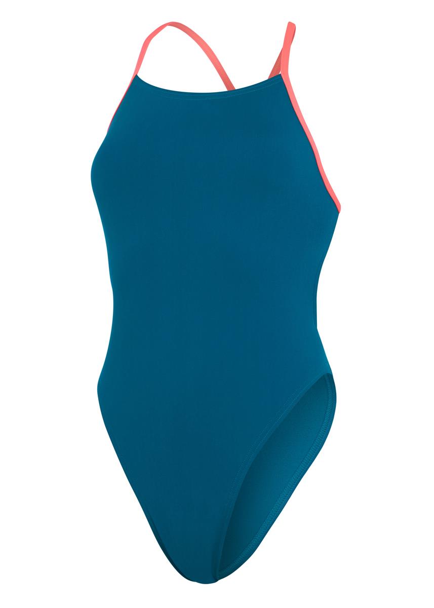 Speedo Solid Tie-Back Swimsuit - Nordic Teal/ Phoenix Red-571430
