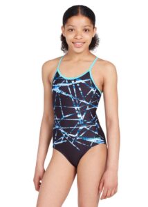 Zoggs Girls Sprintback Swimsuit - Rock Wave Print