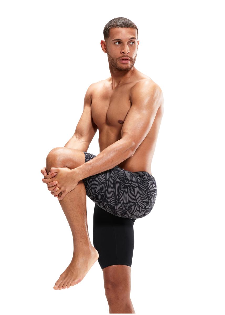 Speedo Mens Allover V-Cut Jammer - Black/ USA Charcoal-573107