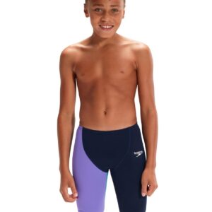 Speedo Fastskin Junior Endurance+ High Waisted Jammer - True Navy/ Aquarium/ Miami Lilac