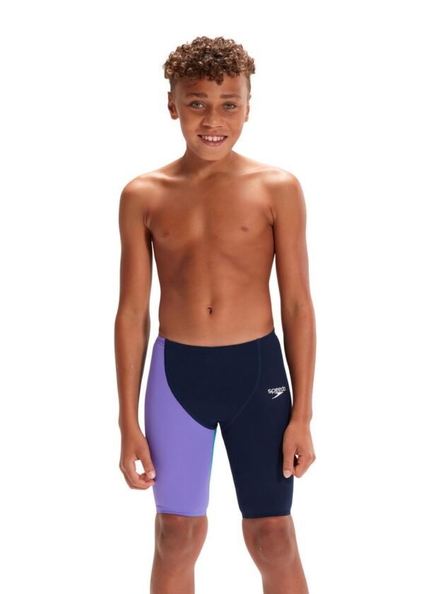 Speedo Fastskin Junior Endurance+ High Waisted Jammer - True Navy/ Aquarium/ Miami Lilac