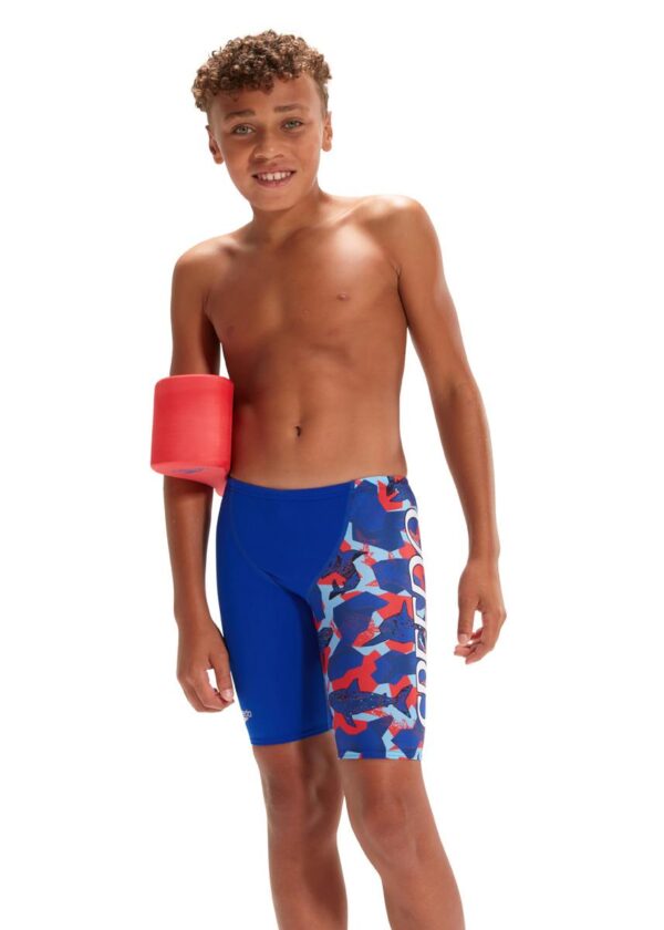 Speedo Boy's Placement V Cut Jammer - Shark Infested Waters-0