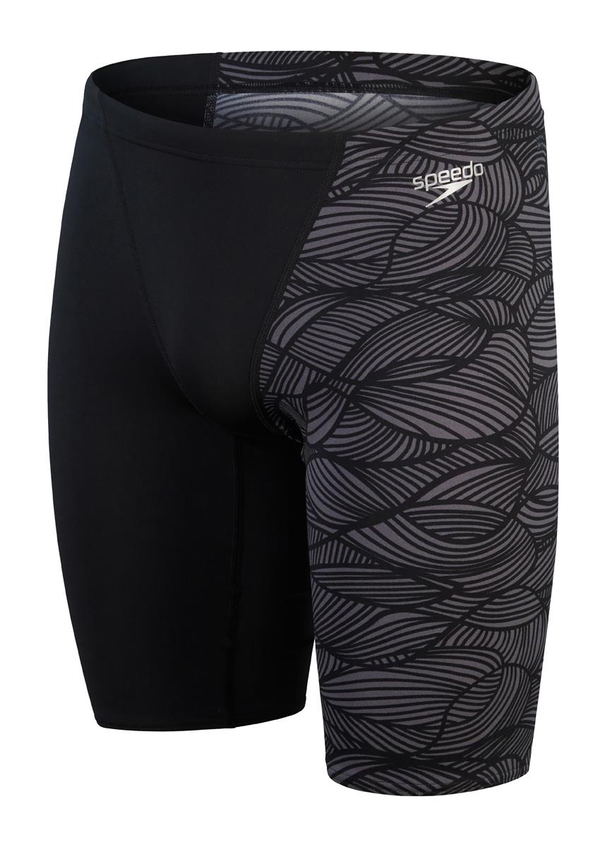 Speedo Mens Allover V-Cut Jammer - Black/ USA Charcoal-573114