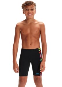 Speedo Boy's Digital Placement Jammer - Black/ Volcanic Orange/ Fluo Green/ Bright Yellow/ Lapis