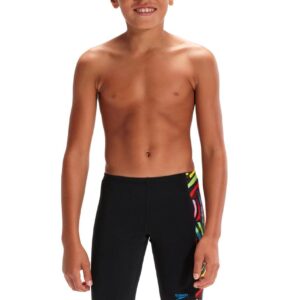 Speedo Boy's Digital Placement Jammer - Black/ Volcanic Orange/ Fluo Green/ Bright Yellow/ Lapis-0