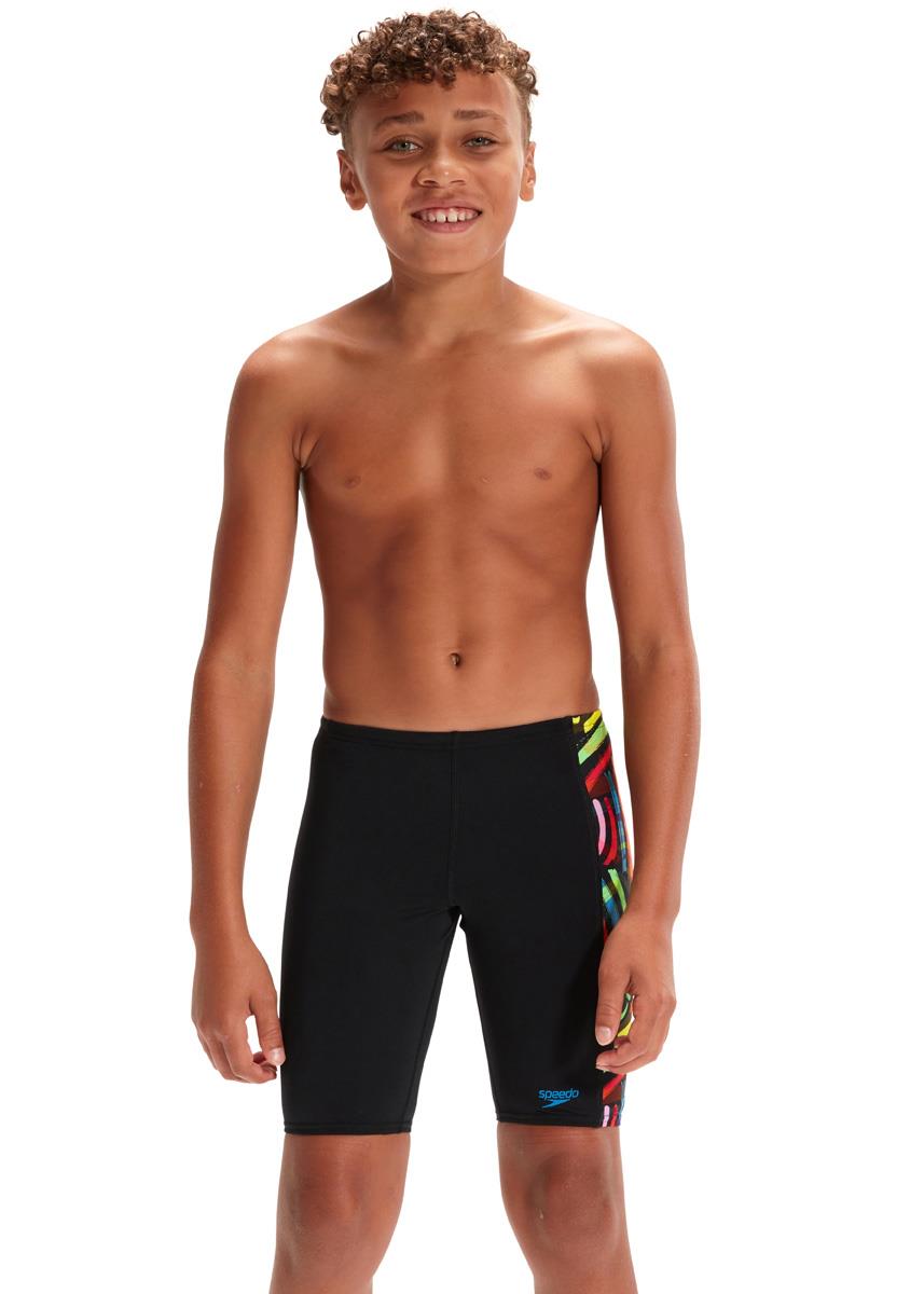 Speedo Boy's Digital Placement Jammer - Black/ Volcanic Orange/ Fluo Green/ Bright Yellow/ Lapis-0