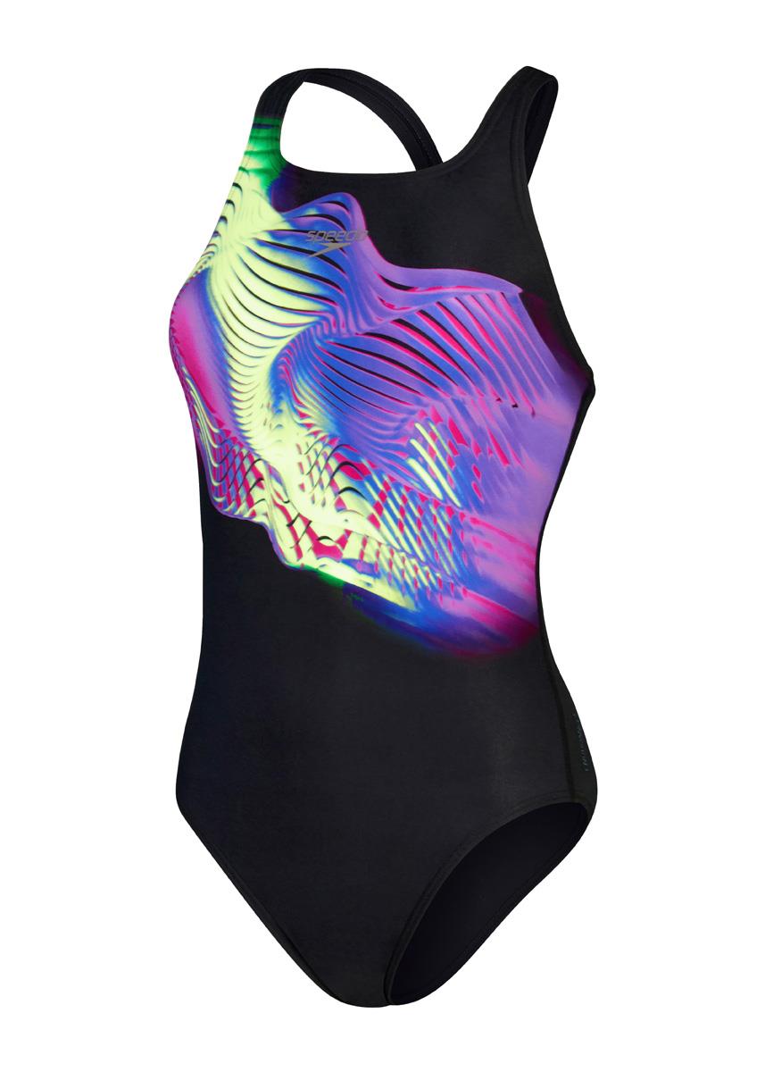 Speedo Placement Digital Medalist Swimsuit - Black/ Electric Pink/ Miami Lilac/ Bright Zest-573173