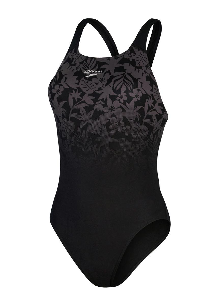 Speedo Placement Powerback Swimsuit - Black/ USA Charcoal-573233