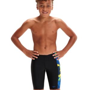 Speedo Boy's Digital Placement Jammer - Black/ Blue Flame/ Bright Yellow/ Fluo Green-0