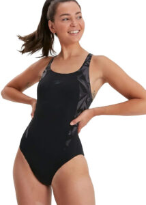Speedo Hyperboom Splice Muscleback Swimsuit - Black/Grey