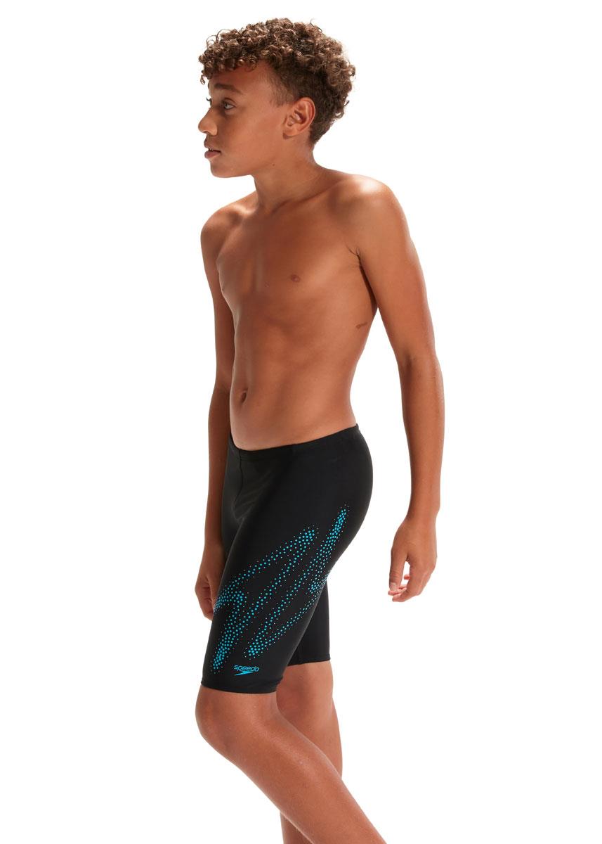-Speedo Boys Hyper Boom Logo Placement Jammer - Black/Bolt