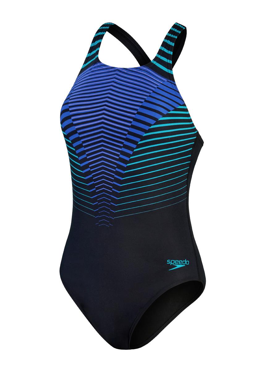 Speedo Womens Digital Printed Medalist Swimsuit - Black/ Chroma Blue/ Aquarium/ Miami Lilac-574221