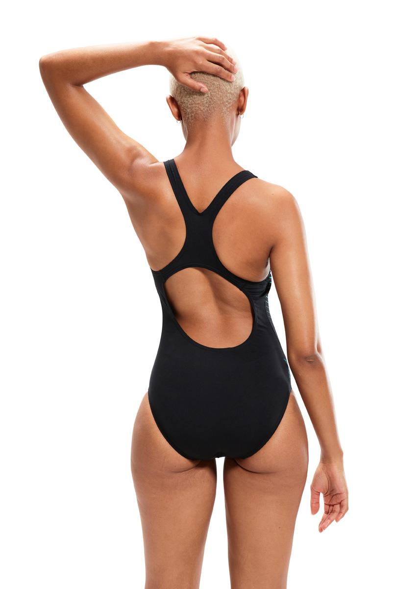 Speedo Womens Digital Printed Medalist Swimsuit - Black/ Chroma Blue/ Aquarium/ Miami Lilac-brand