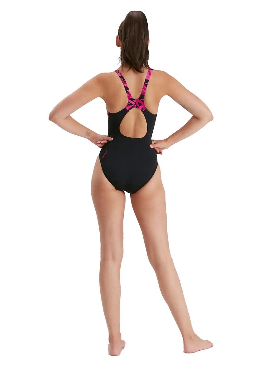 Speedo Womens Hyperboom Splice Muscleback Swimsuit - Black/Pink-brand
