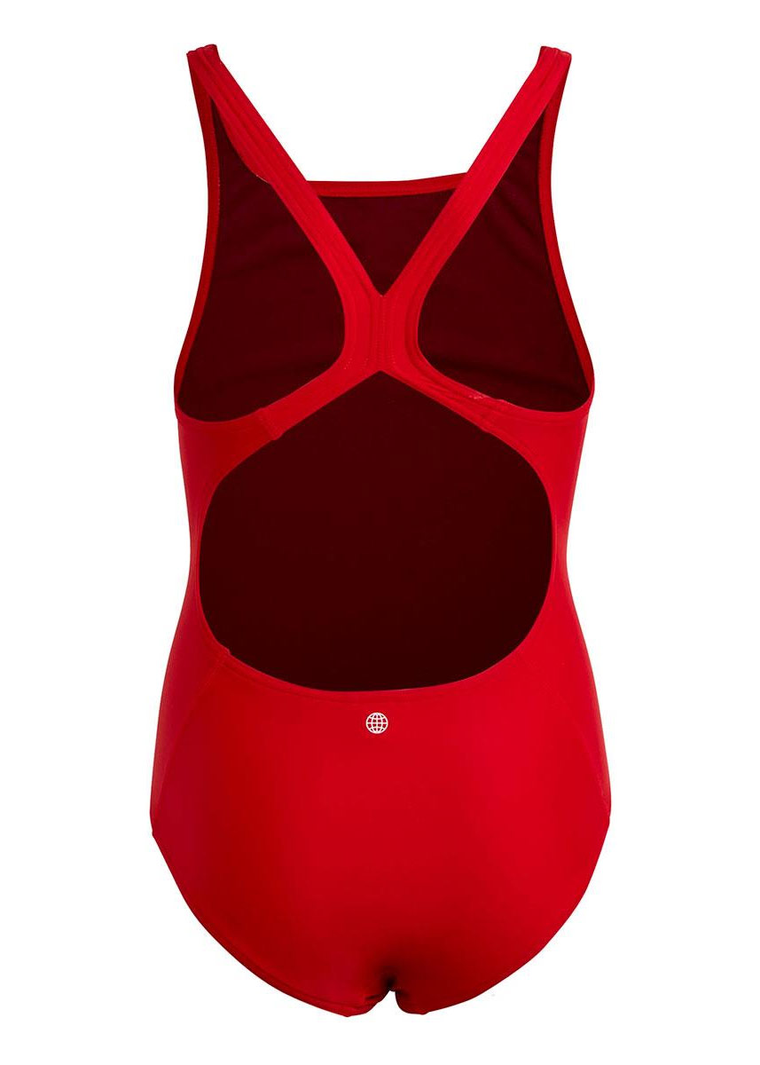 Adidas Girls 3 Bars Solid Swimsuit - Red-brand