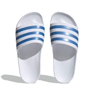Adidas Womens Adilette Sliders - White/Blue-0