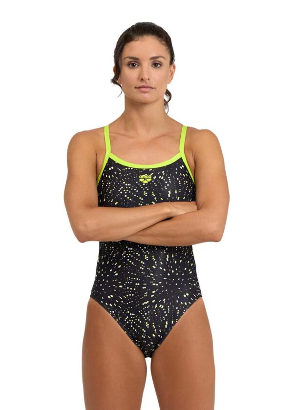 Arena Fireworks Challenge Back Swimsuit - Soft Green/Black/Multi