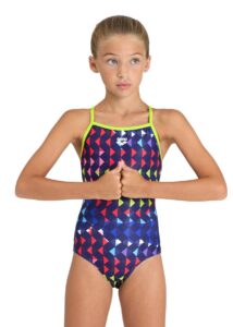 Arena Girl's Carnival Print Lightdrop Back Swimsuit - Soft Green/Multi