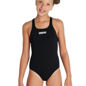 Arena Girls Team Swim Pro Solid Swimsuit - Black/White