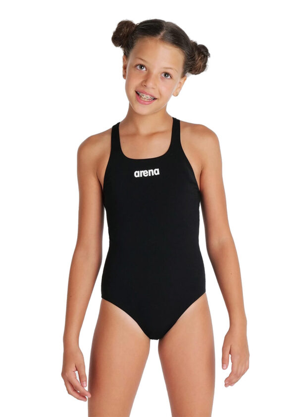 Arena Girls Team Swim Pro Solid Swimsuit - Black/White