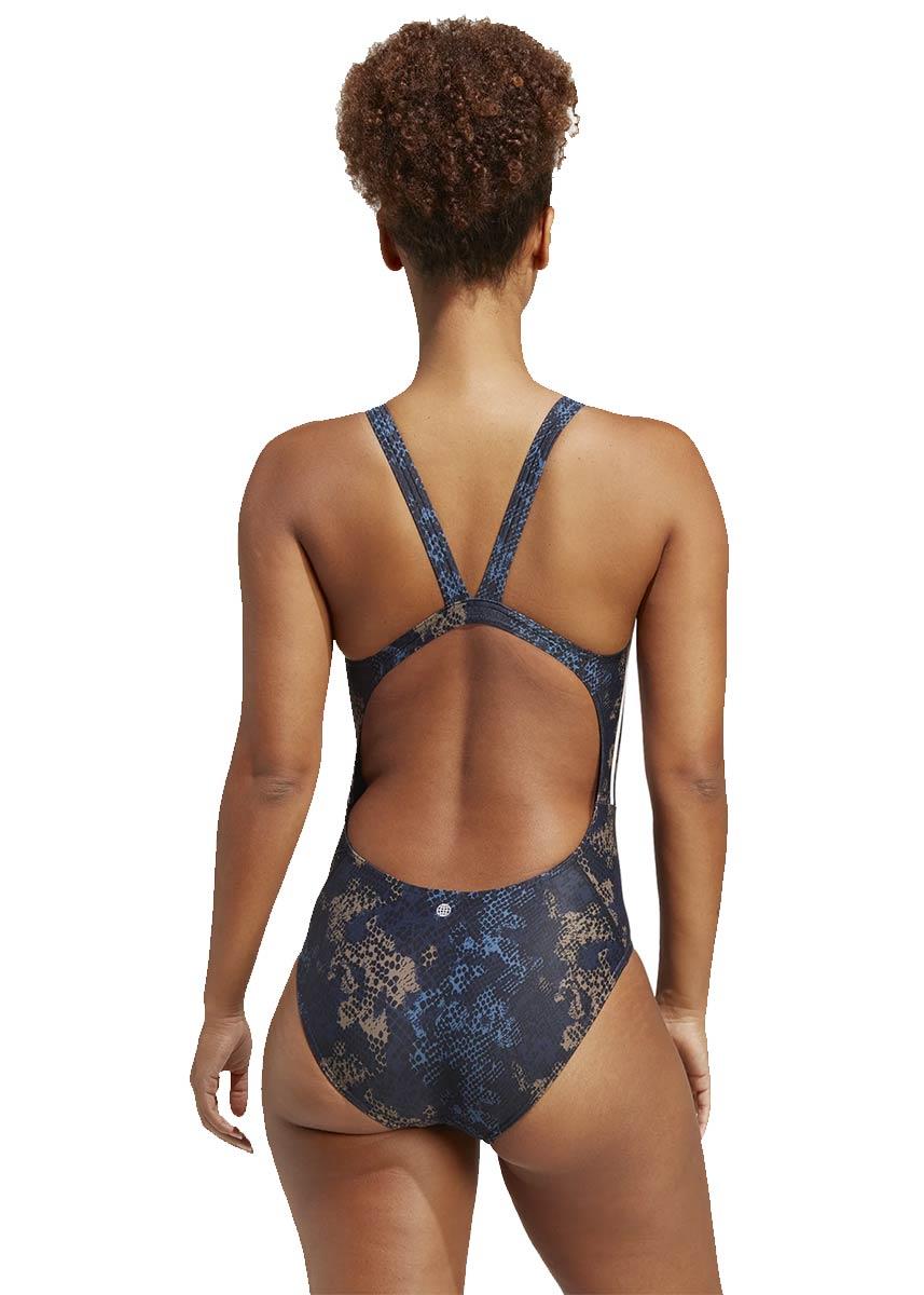 Adidas 3-Stripe Graphic Swimsuit - Steel/Black/Earth Strata/White-brand