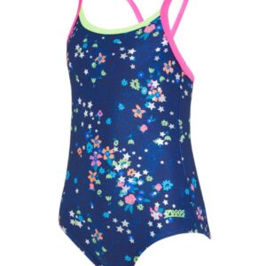 Zoggs Girls Strikeback Swimsuit - Cosmic Flower Print