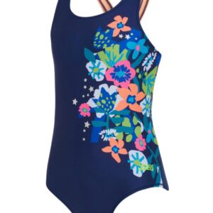 Zoggs Kids Flyback Swimsuit - Cosmic Flower Print-0
