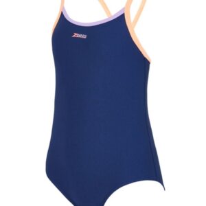 Zoggs Kids Kerrawa Strikeback Swimsuit - Navy/Purple/Coral-0