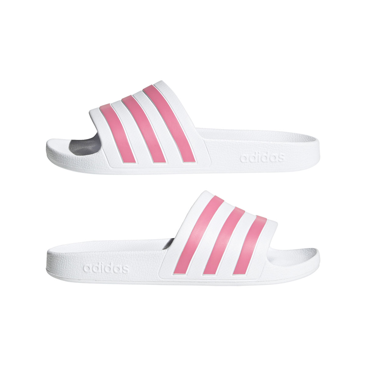 Adidas Womens Adilette Aqua Sliders - White/Pink-0