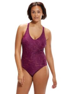 Speedo Lexi Printed Swimsuit - Deep Plum / Cherry / Cinder Rose