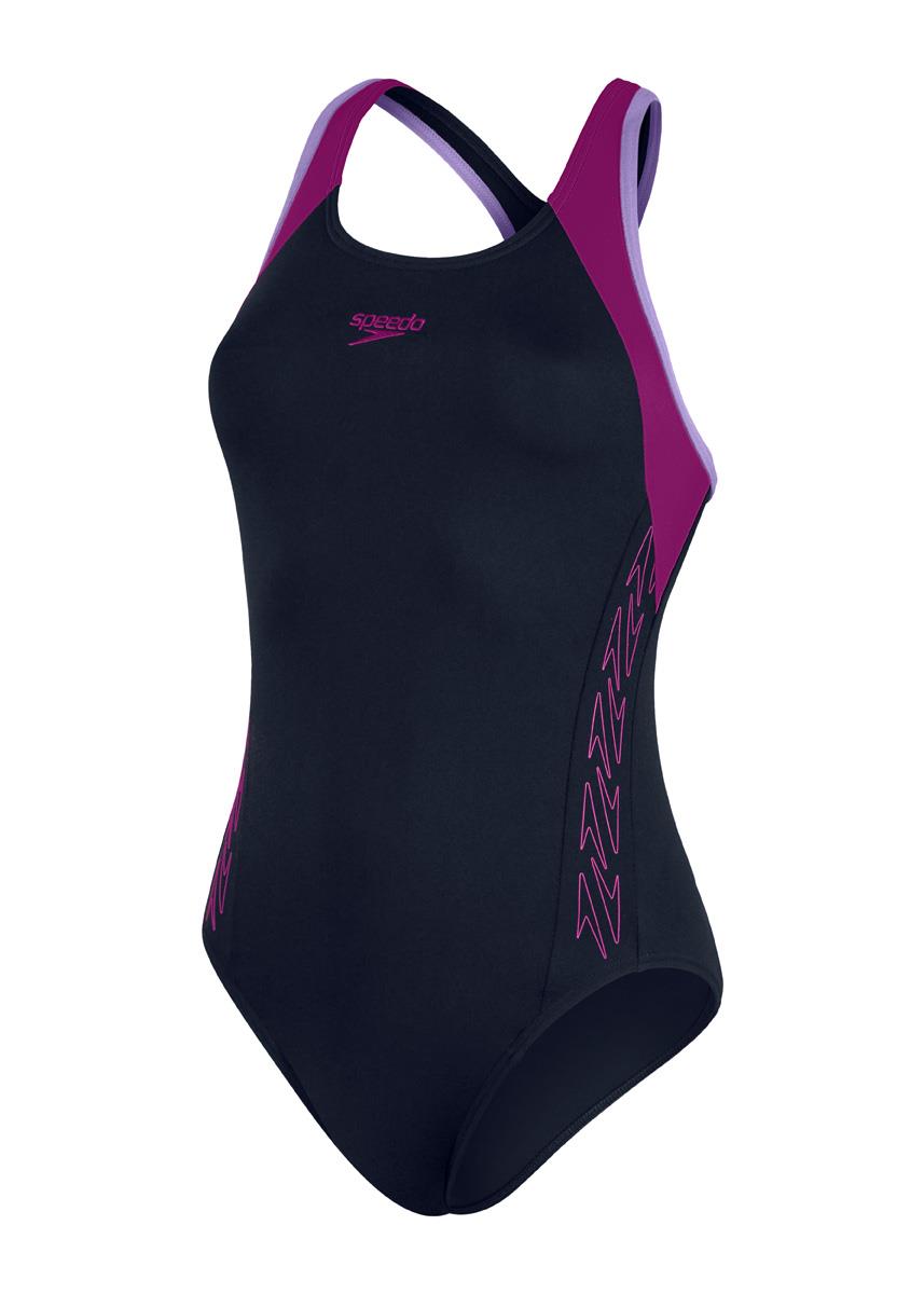 Speedo Womens HyperBoom Flyback Swimsuit - True Navy/ Berry/ Miami Lilac-576339