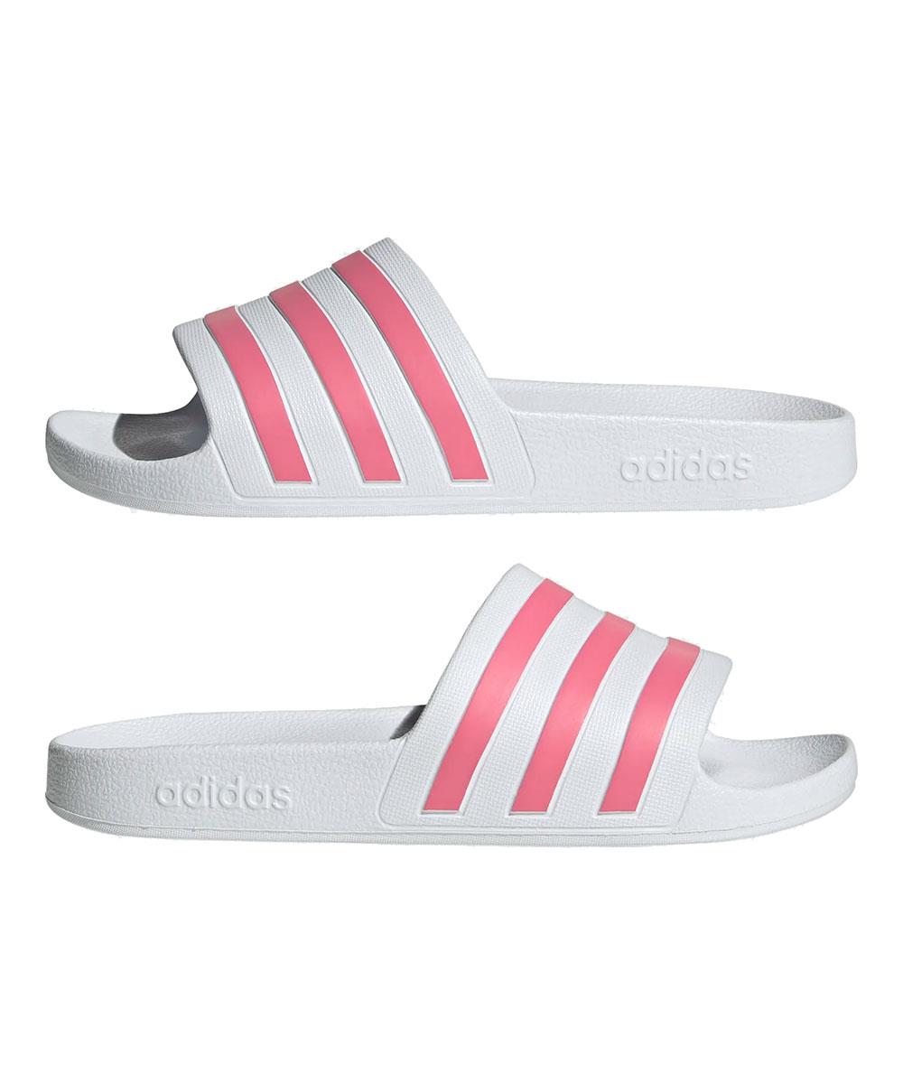 Adidas Womens Adilette Aqua Sliders - White/Pink-576515